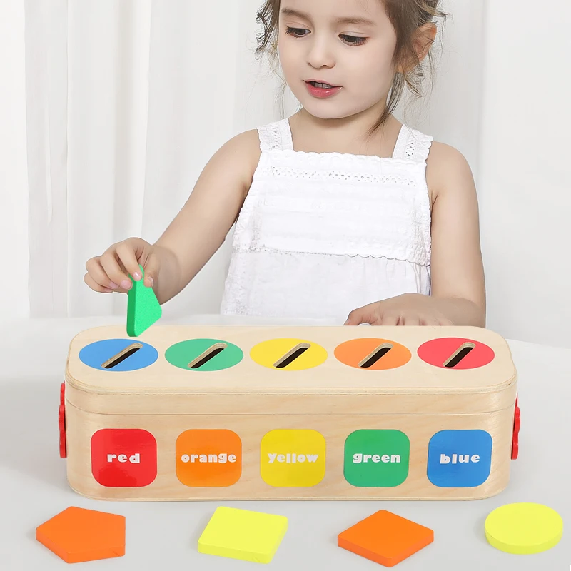 Montessori Toy Shape Sorting Matching Box Wooden Color Shape Sorting Box For Kids