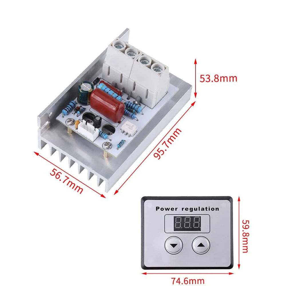 Цифровой регулятор напряжения SCR, 10000 Вт, 220 В переменного тока, 80 А, электронный регулятор скорости, диммер, термостат + Цифровые метры, 10000 Вт