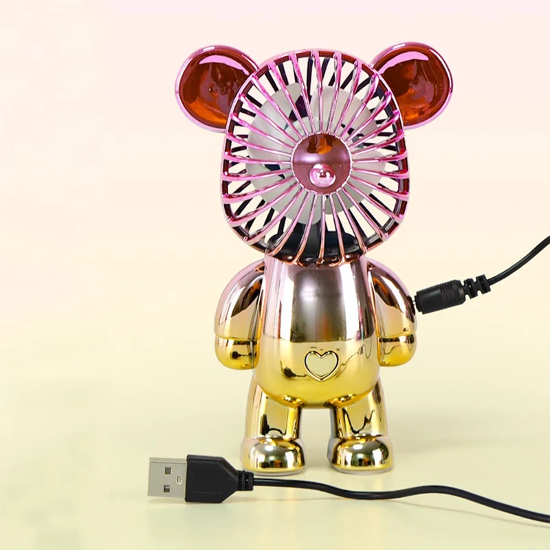 Новый Популярный Красочный Милый медвежонок rgb аккумулятор мини портативный воздушный кулер небольшой вентилятор готовые вентиляторы