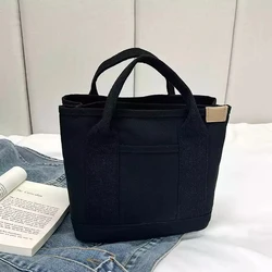 Mini Tote Bags Reusable Customized Cartoon Logo Printed Shopping White Cotton Canvas Women Tote Bag For Girl Kids Purse