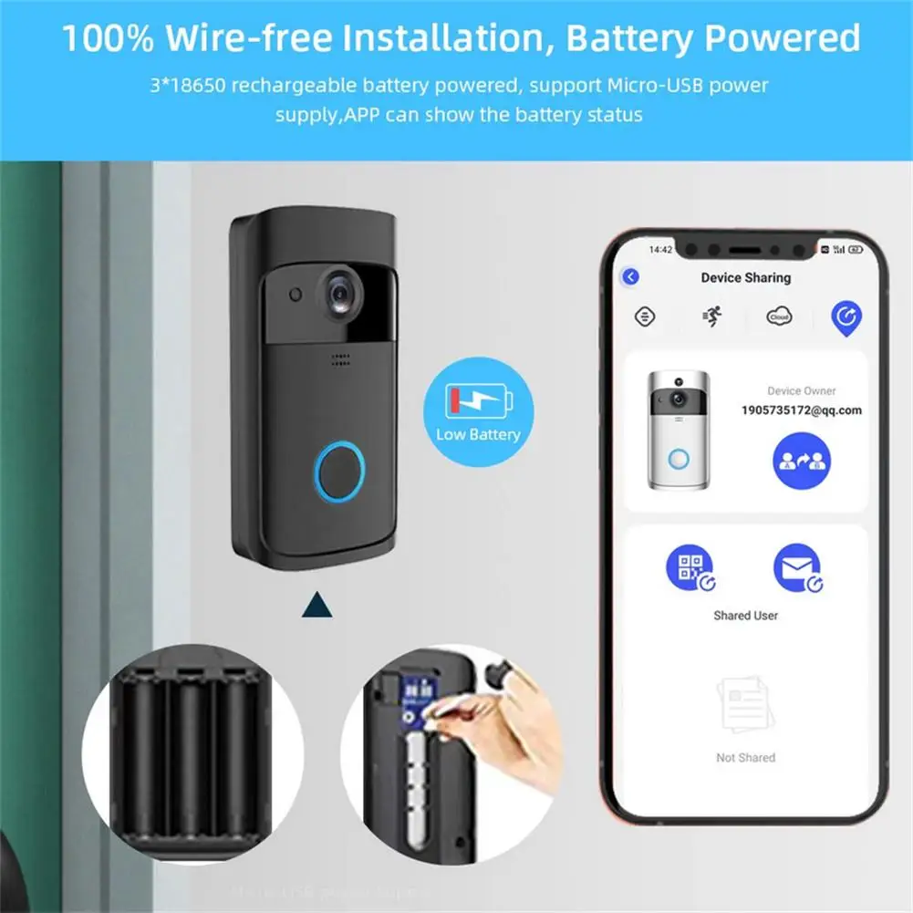 JW159 V5 Video Doorbell Smart Wireless WiFi Security Door Bell Camera Visual Recording Monitor Night Vision Intercom Door Phone