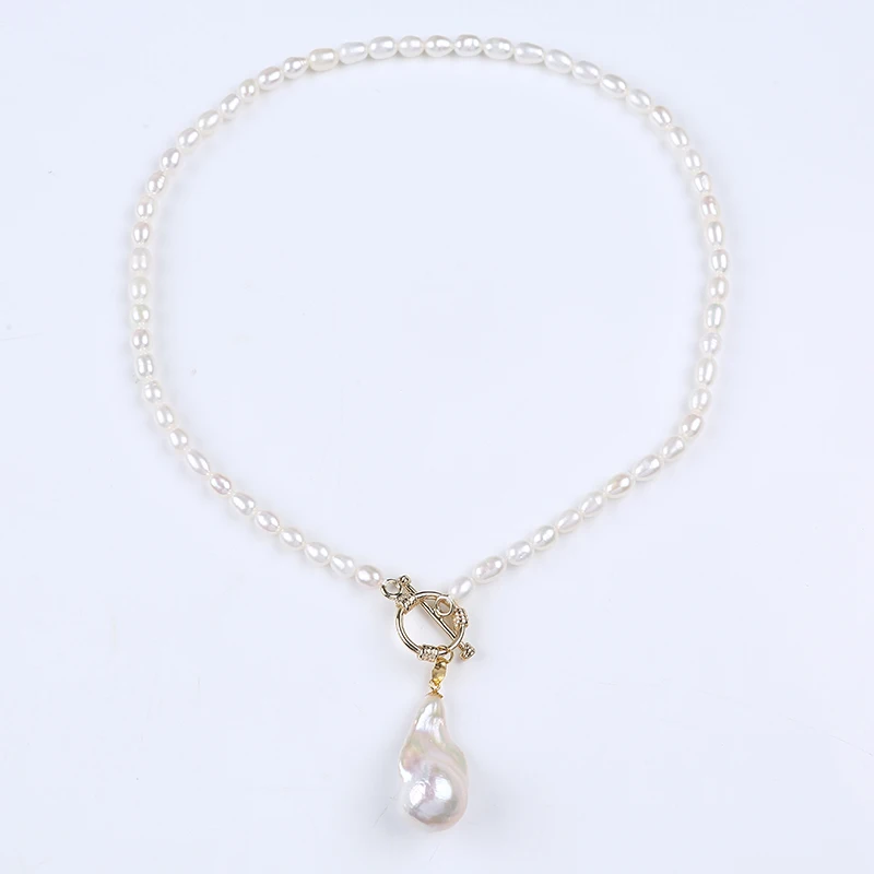 4-5mm AAA natural white rice pearl real baroque fresh water pearl jewelry necklace