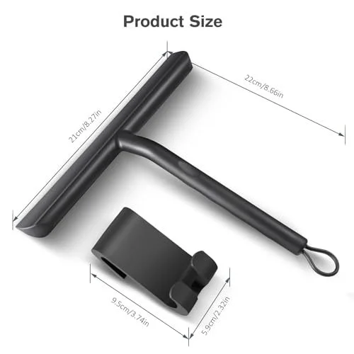 Black Silicone Rubber Window Squeegee Wiper Short Handle Soft Profile for Car Glass Shower and Window Cleaning