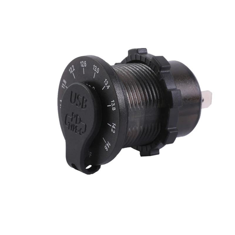 PD18W QC3.0 dual port usb charging socket with LED voltmeter boat motorcycle 12v usb charger