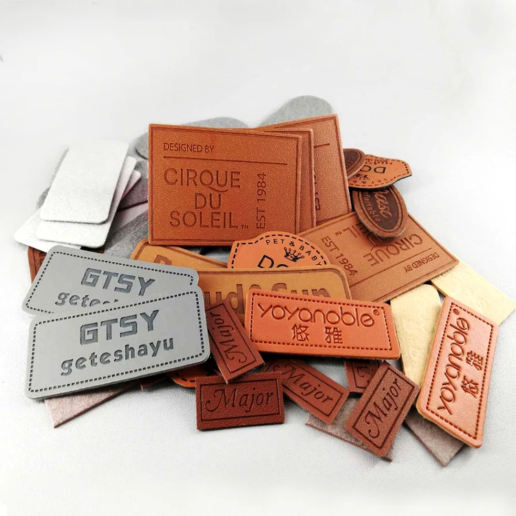 Custom Embossed Logo Design Garment Jacket Pu Jeans Leather Label For Clothing Handbags Hat Tshirt