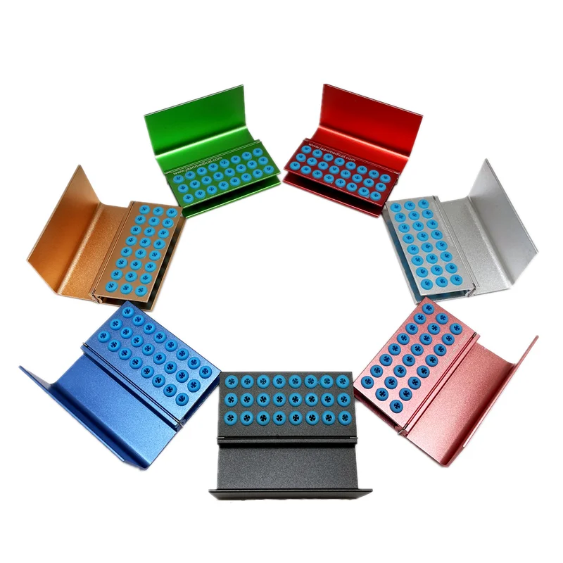 Dental Burs Holder Block Metal Autoclavable Box Dental Burs Storage Case 24 Holes Burs Holder with Sillicon Cover