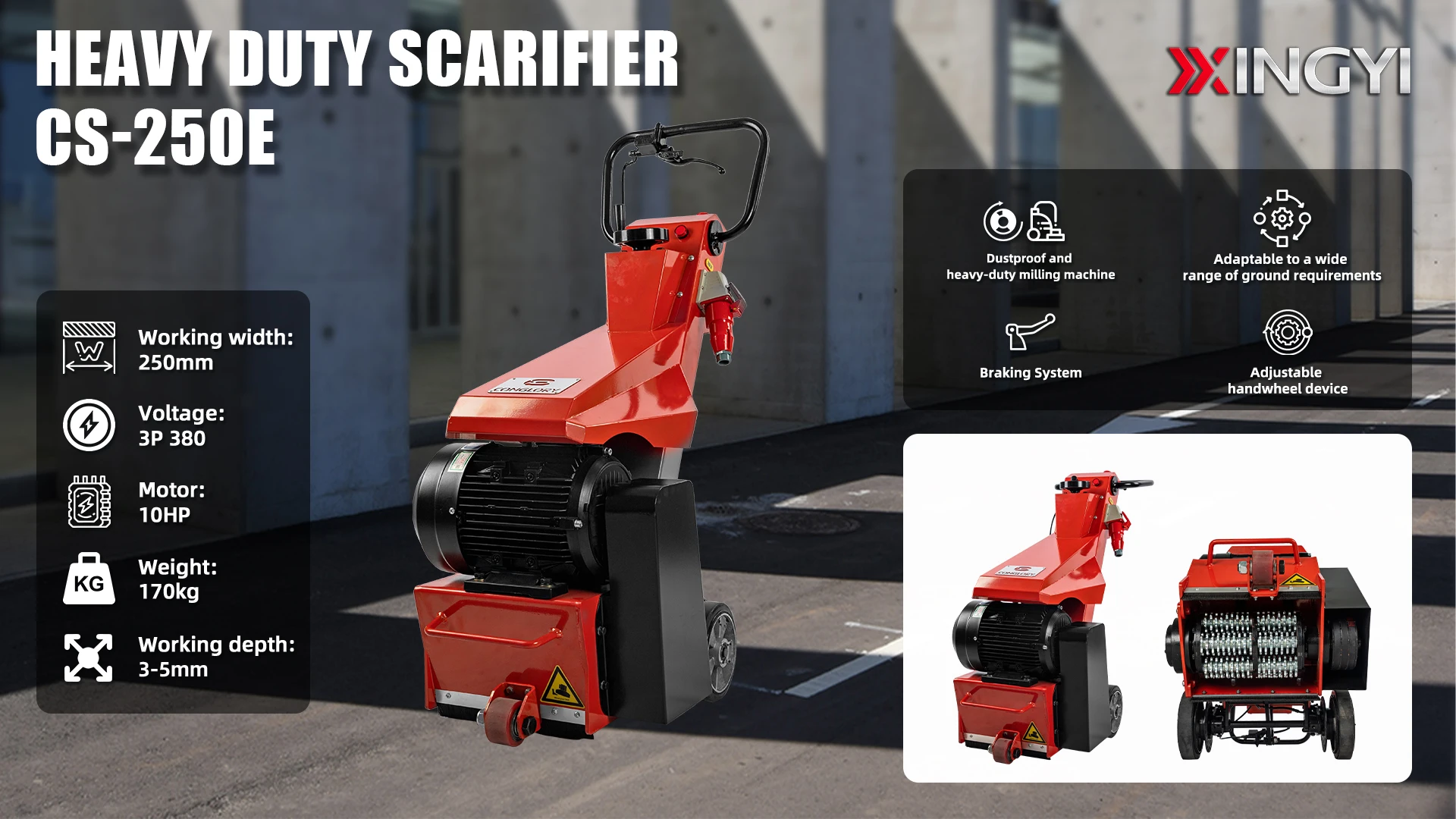 Gasoline / Diesel / Electric Concrete Floor Scarifying Machines Concrete Milling Machine For Sale