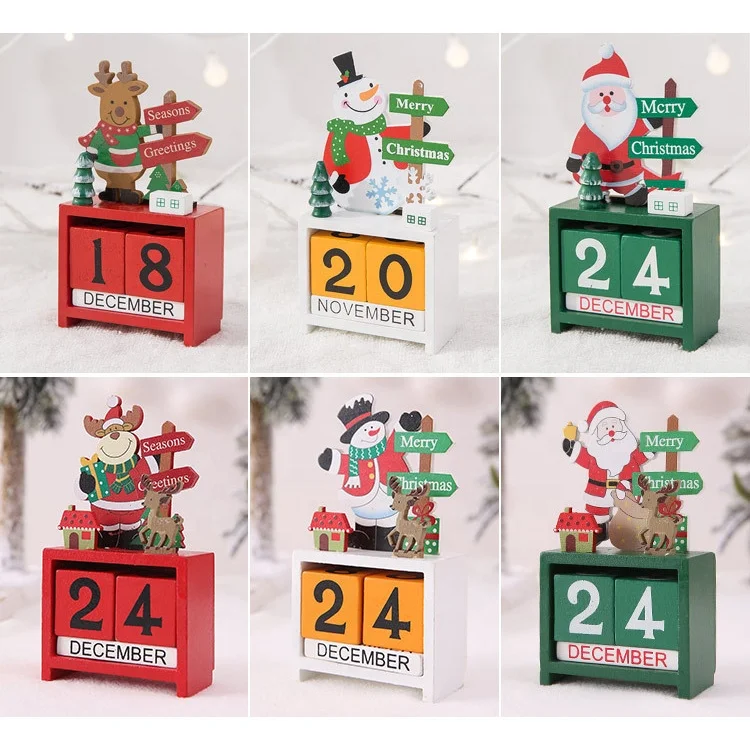 
Custom 2021 Xmax decoration Desktop decor crafts decorations Countdown wooden christmas advent calendar 