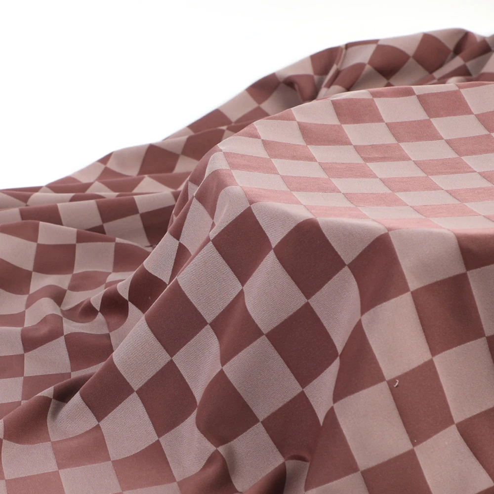 
Quick delivery stylish woven garment 4 way stretch polyester silk satin check fabric 