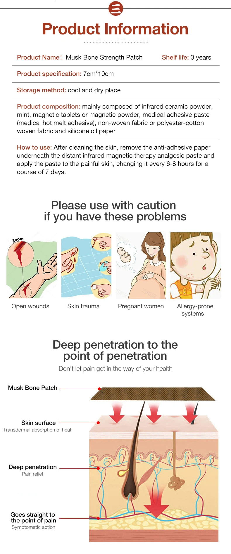 Medical Tiger Balm Patch Natural Medicine Chinese Medicine Pain Relief Far Infrared Magnetic Therapy Hot Patch