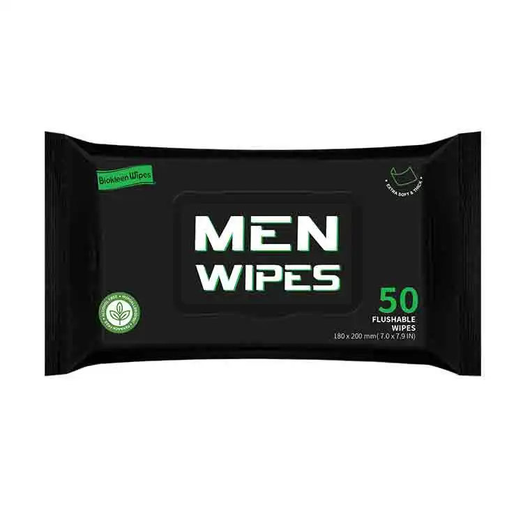 Биоклин OEM бесплатный образец 50 штук мужские салфетки смывные дезодорантные для тела влажные мужчин