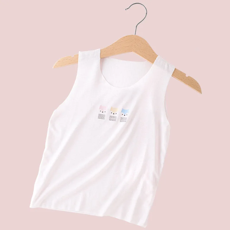
Muslin tree regenerated cellulose fiber baby white girls kids vest 