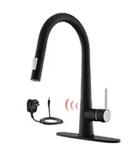 Black Touchless Kitchen Faucet Motion Sensor Kitchen Faucets with Pull Down Sprayer Single Handle Kitchen Sink Faucet