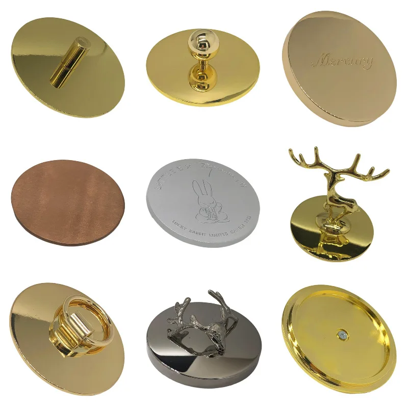 New Design Plating Shiny Gold Color Metal Zinc Alloy Candle Jar Lid With Pull Ring High Quality Custom Logo