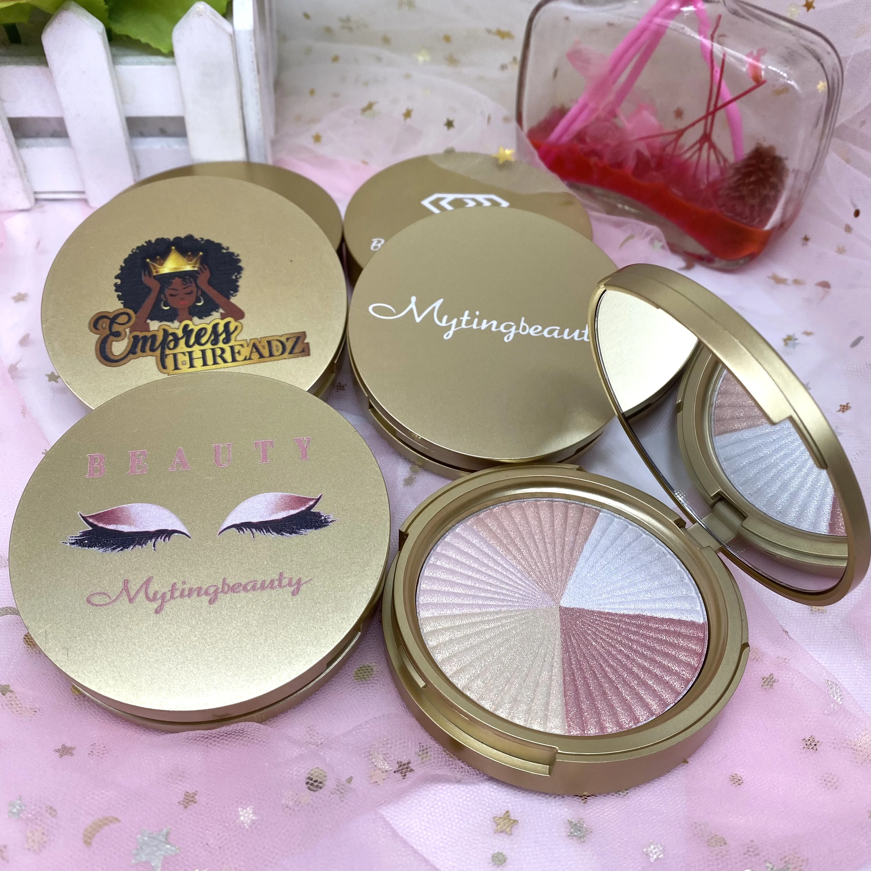 High Pigment Custom Your Own Brand Bronzer Highlight Pressed Powder Private Label 5 Colors Highlighter Makeup