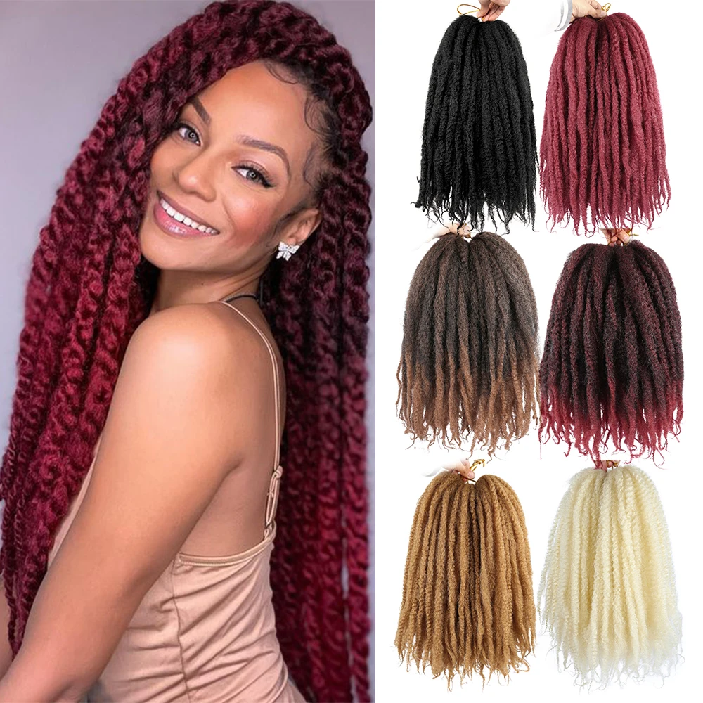 18 inch Long Marley Hair Crochet Braids Afro Kinky Marley Braiding Hair for Butterfly Faux Locs Afro Twist Hair Extensions