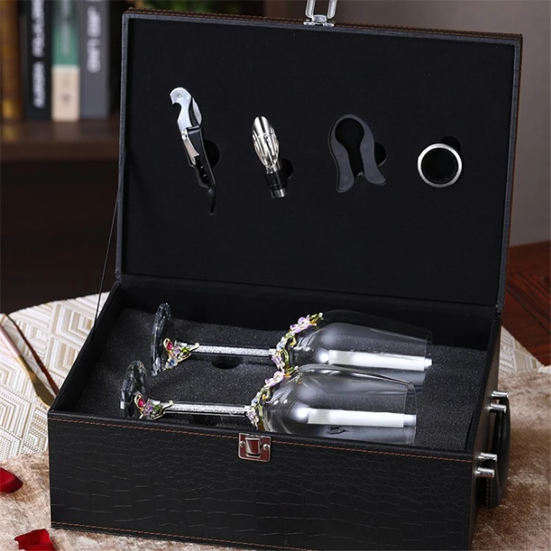 Promotional long stem wine glass set luxury wine glass set for gift