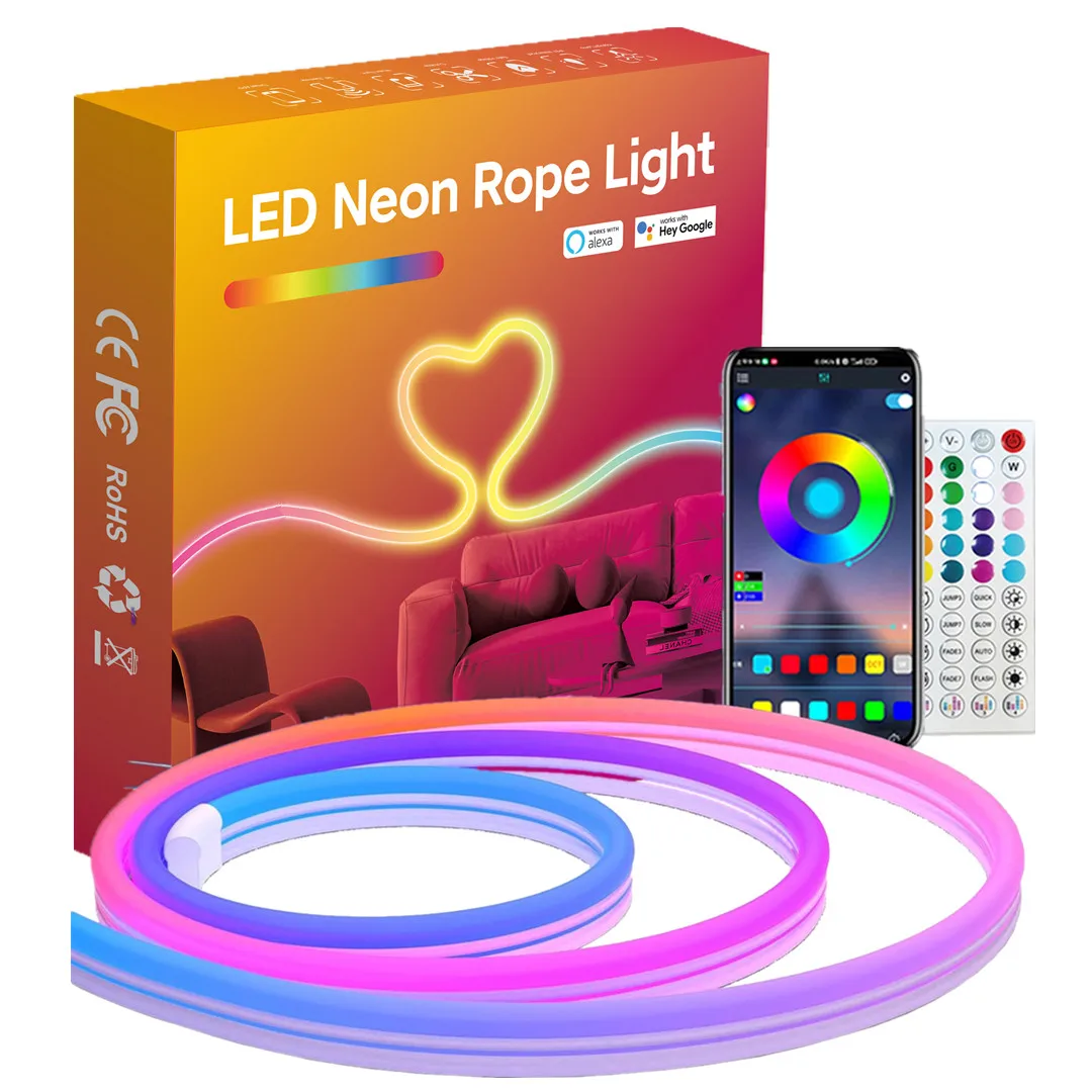 OEM ODM Rgb Magic Color Decoration Led Silicone Tube Neon Flex 12V Strip Neon Lights for Wall