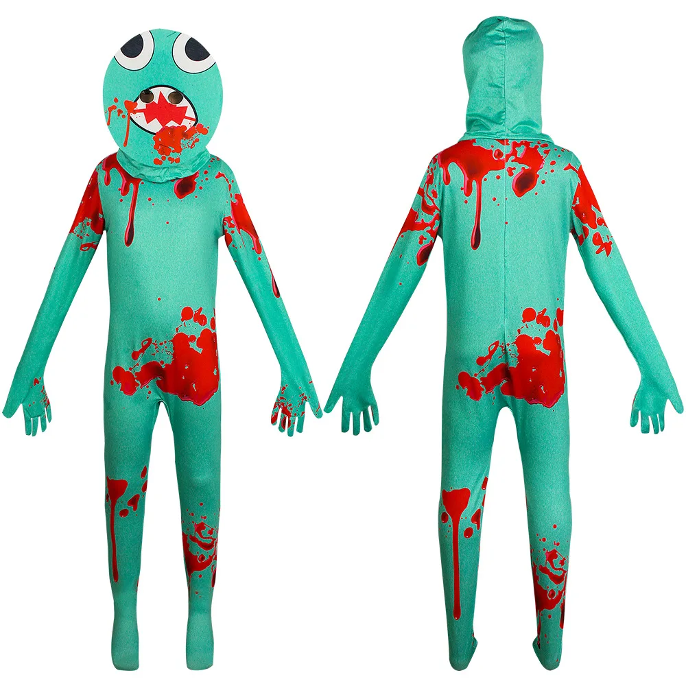 Rainbow Friends Costume Kids Boys Blue Monster Wiki Cosplay Horror Game Halloween Jumpsuit Including headgear Party Costume