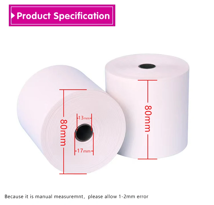 Thermal Reel Paper Roll Ream Factory Direct Wholesale Prices China 80X80 Mm 70gsm Single White Cash Register Paper OEM & ODM