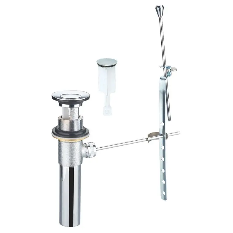 UPC basin waste drainer bathroom faucet vanity sink metal pop up drain stopper assembly with lift rod and overflow