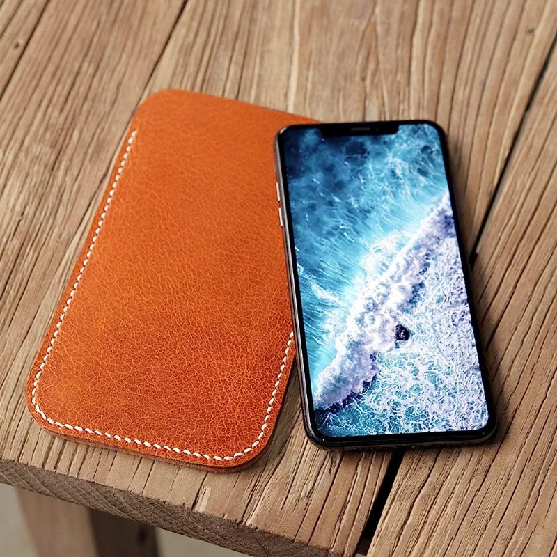 Wholesale Retro Leather Simple Mobile Phone Bag Luxury Portable Mobile Phone Case Waterproof Wireless Protector ODM Tool Pouch