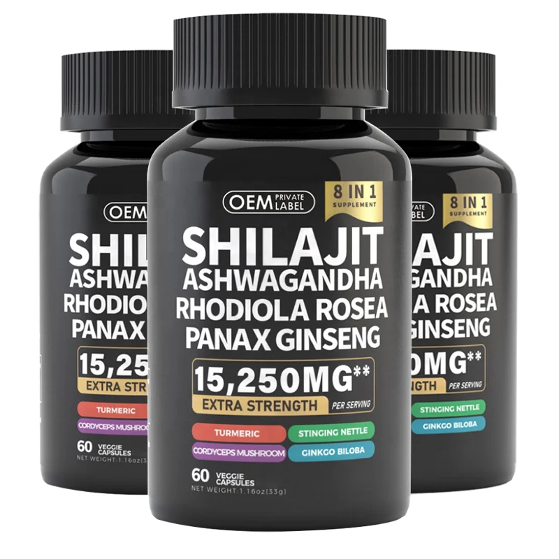 Sea Moss Shilajit Capsules One Set Of Two Bottles Herbal Extract 500mg Complex All in 1 Supplement Capsules