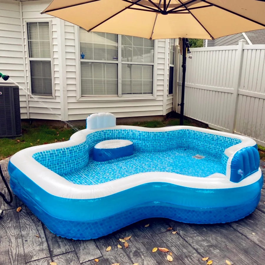 New Product Elegant Family Pool 10 Feet Long 2 Inflatable Seats with Backrests
