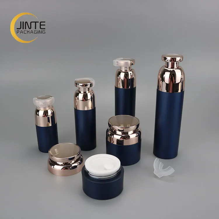 Unique New Design Custom Navy Color Cosmetic Packaging Sets Acrylic  Bottle And Cosmetic Cream Jar For Skin Care