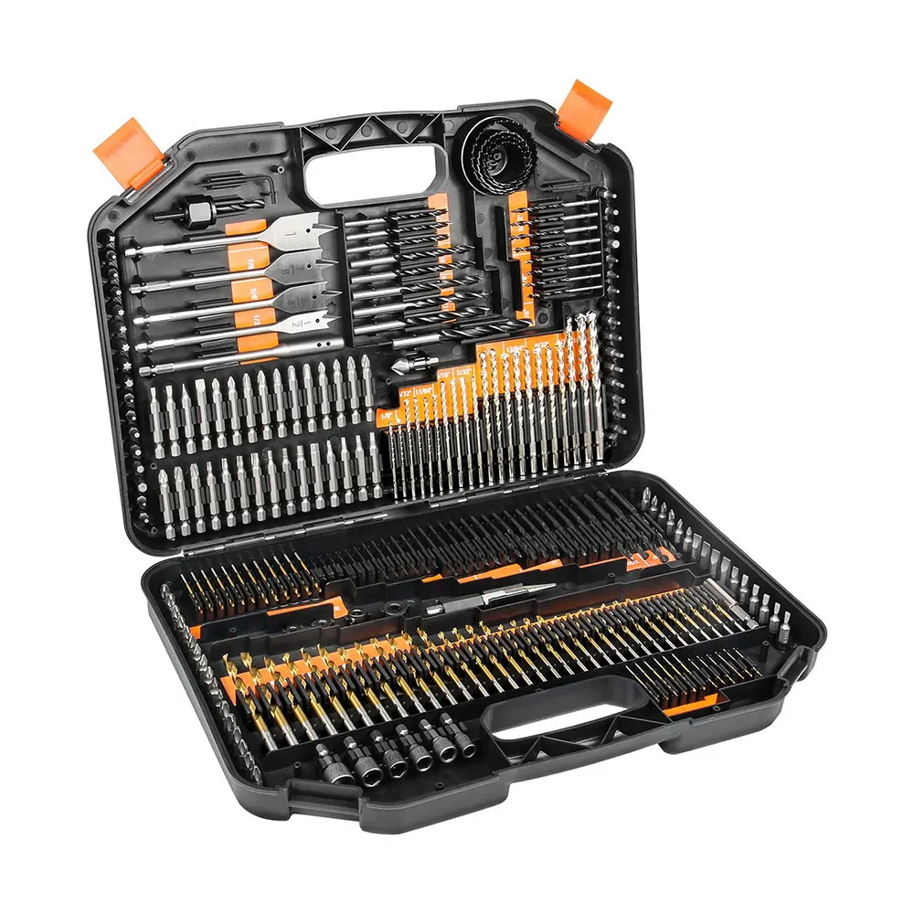 Custom Drill Bits And Driver Set For Wood Metal Drilling And Driving, Full Combo Kit In Plastic Carry