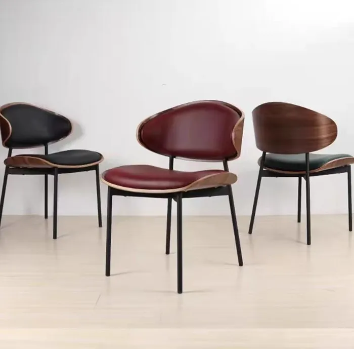 Sillas De Comedor Fabric Pu Walnut Patchwork  Coffee Contemporary Balcony Bentwood Dinning Chair