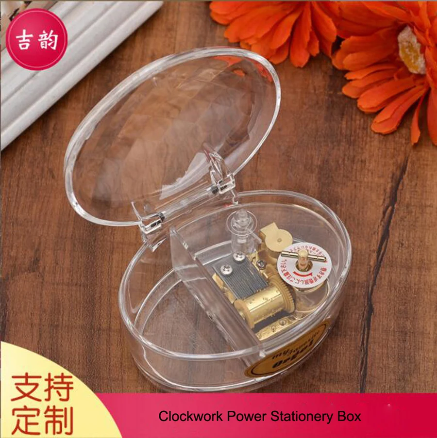 Wholesale Mini Hand Crank acrylic music box Custom logo Hot Selling Mini Music Box with custom song Clockwork Power music box
