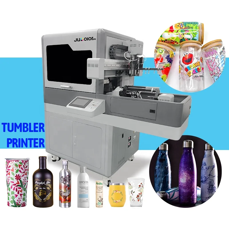 Jucolor Fast Speed Cylinder Printer for Rotary Bottle Tumbler Wine Glass Printing
