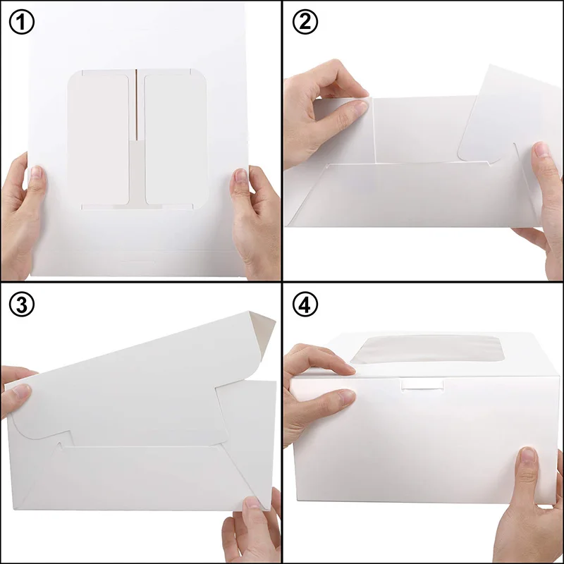 Custom Caja De Pastel Dessert Paper Box White Cardboard Bakery Cookie Clear Cake Packaging Box With Window Cajas Para Pastel