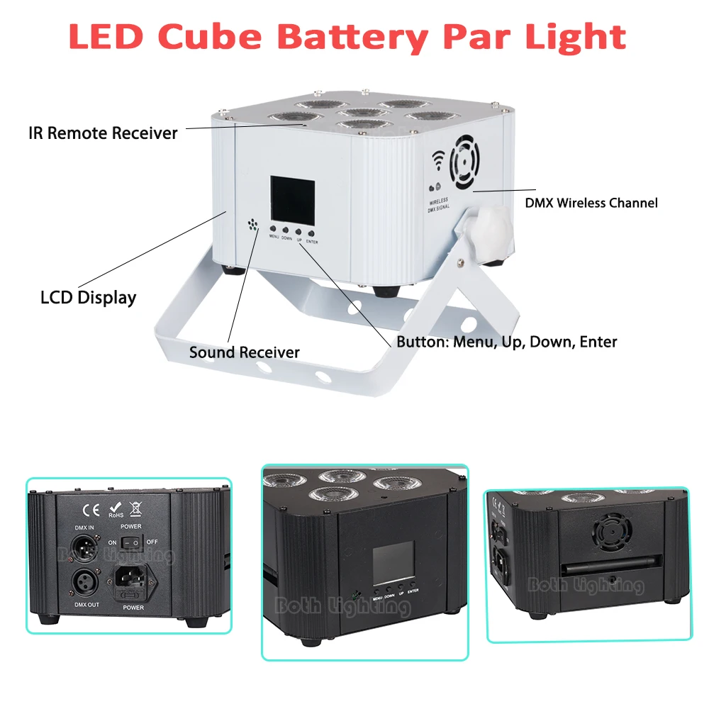 LED uplights Battery wireless 6x18w RGBWAUV 6in1 DJ Par light IR Remote Wifi Control Par For wedding DJ lights Stage Party Show