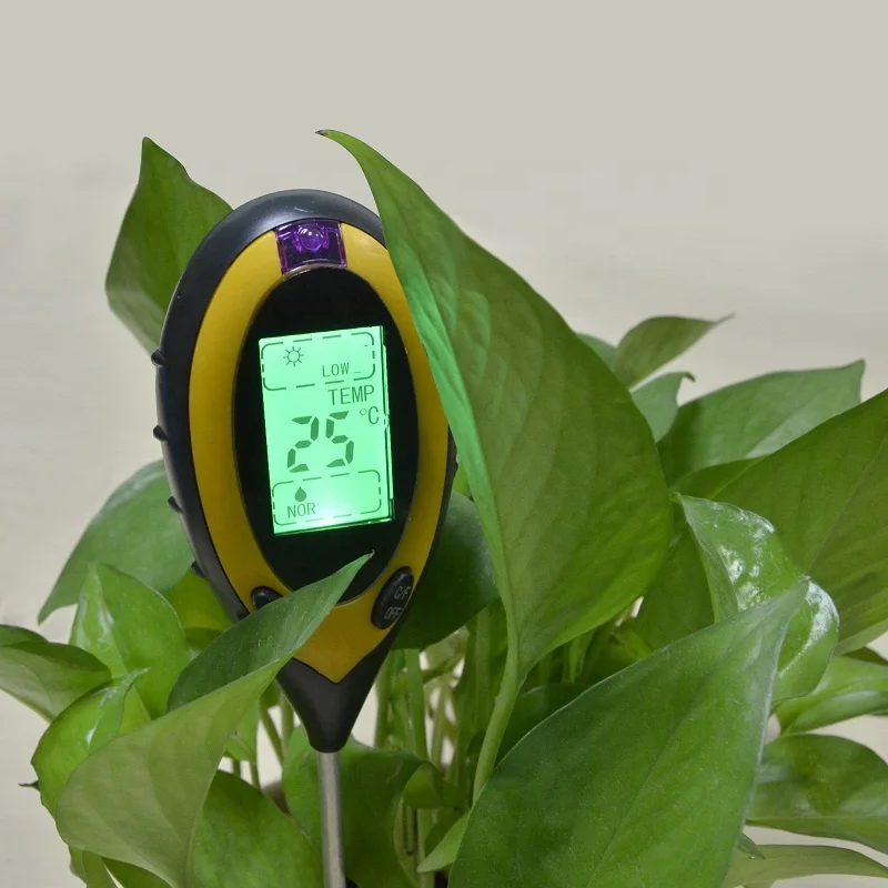 4 в 1 ЖК дисплей Температура влаги Солнечный Свет PH сад почвы метр тестер