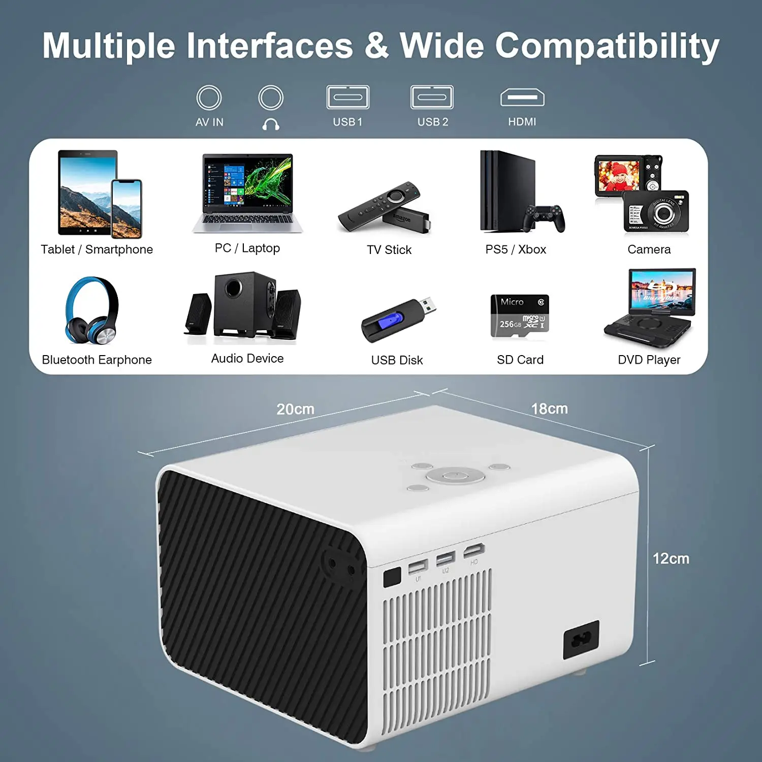 [Дешевый горячий мини-проектор Amazon 1080p] Фабричный OEM ODM оригинальный 1080p Full HD светодиодный ЖК-Мини Портативный проектор для домашнего кинотеатра