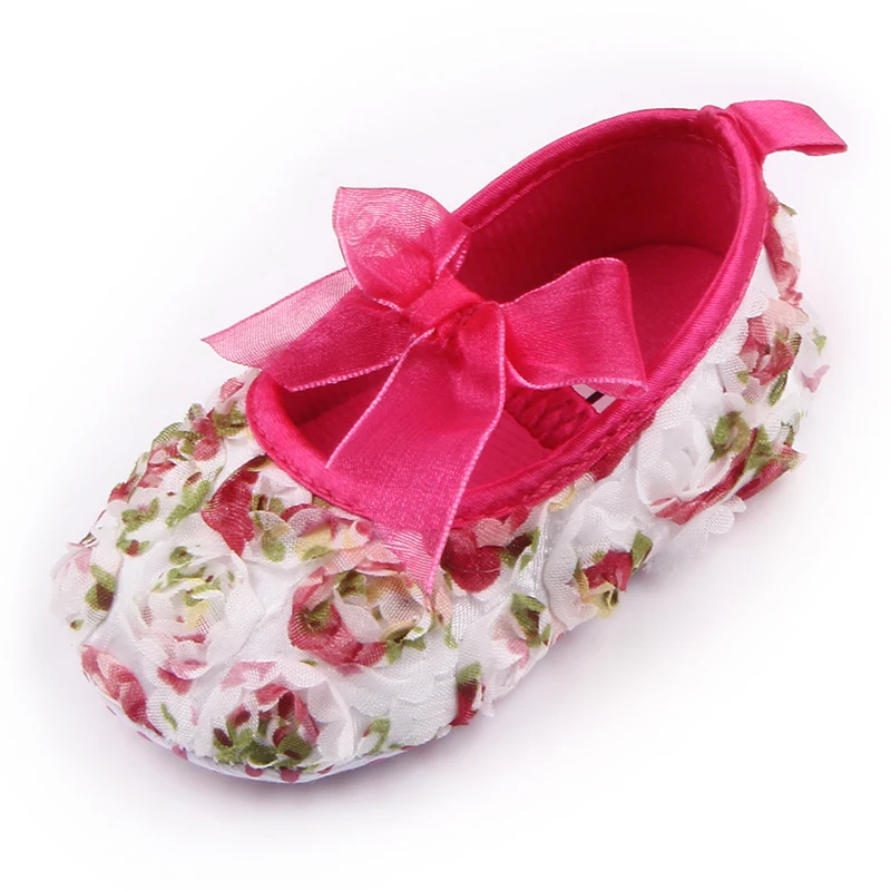 Colorful Rose Soft Butterfly-knot Baby Girl Crib Shoes
