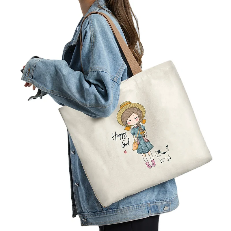 Custom Logo Size Printed Eco Friendly Recycled Reusable Plain Blank Organic Calico Cotton Canvas Grocery Shopping Tote Bag