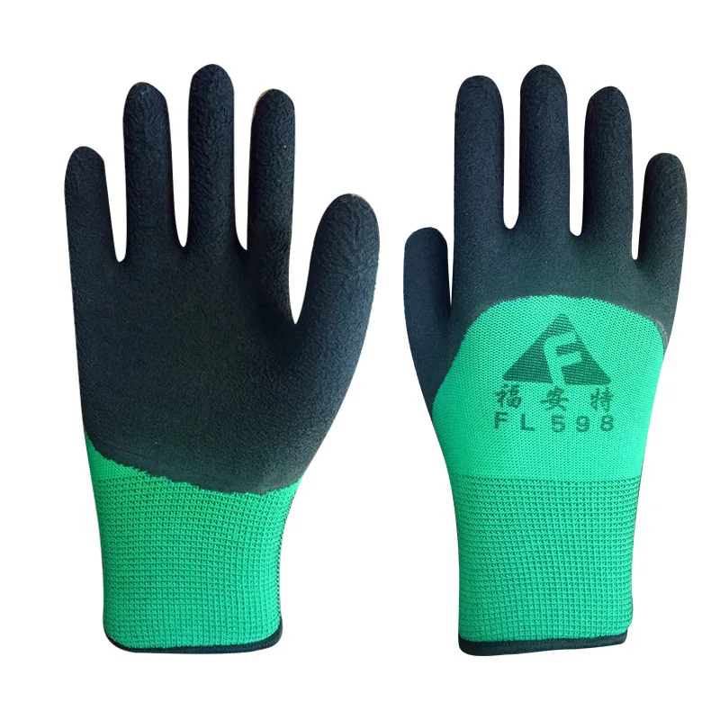 Latex foam gloves dipped thickened work protection site workers hanging rubber breathable gloves