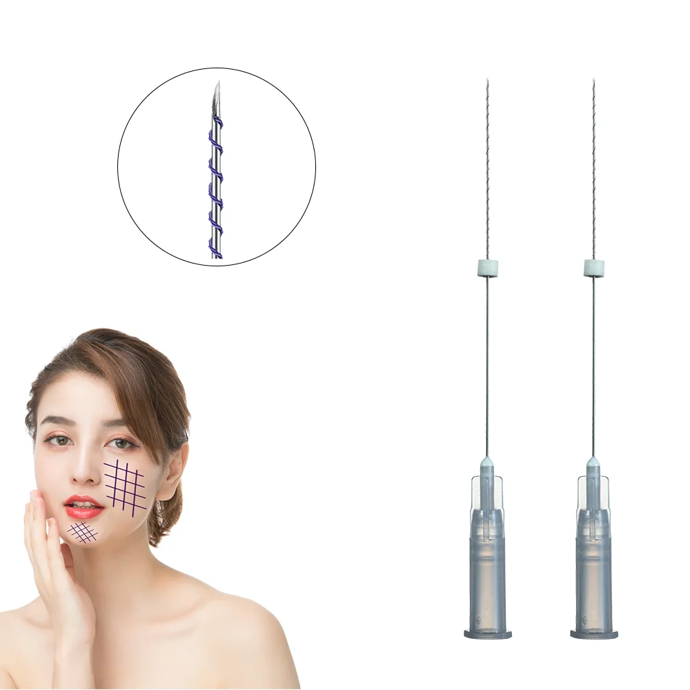 Medical Collagen Needle 26G 38mm Nose Lifting V Line Lift Thread Pdo Facial Tensioners PDO Tornado Screw Thread Lift