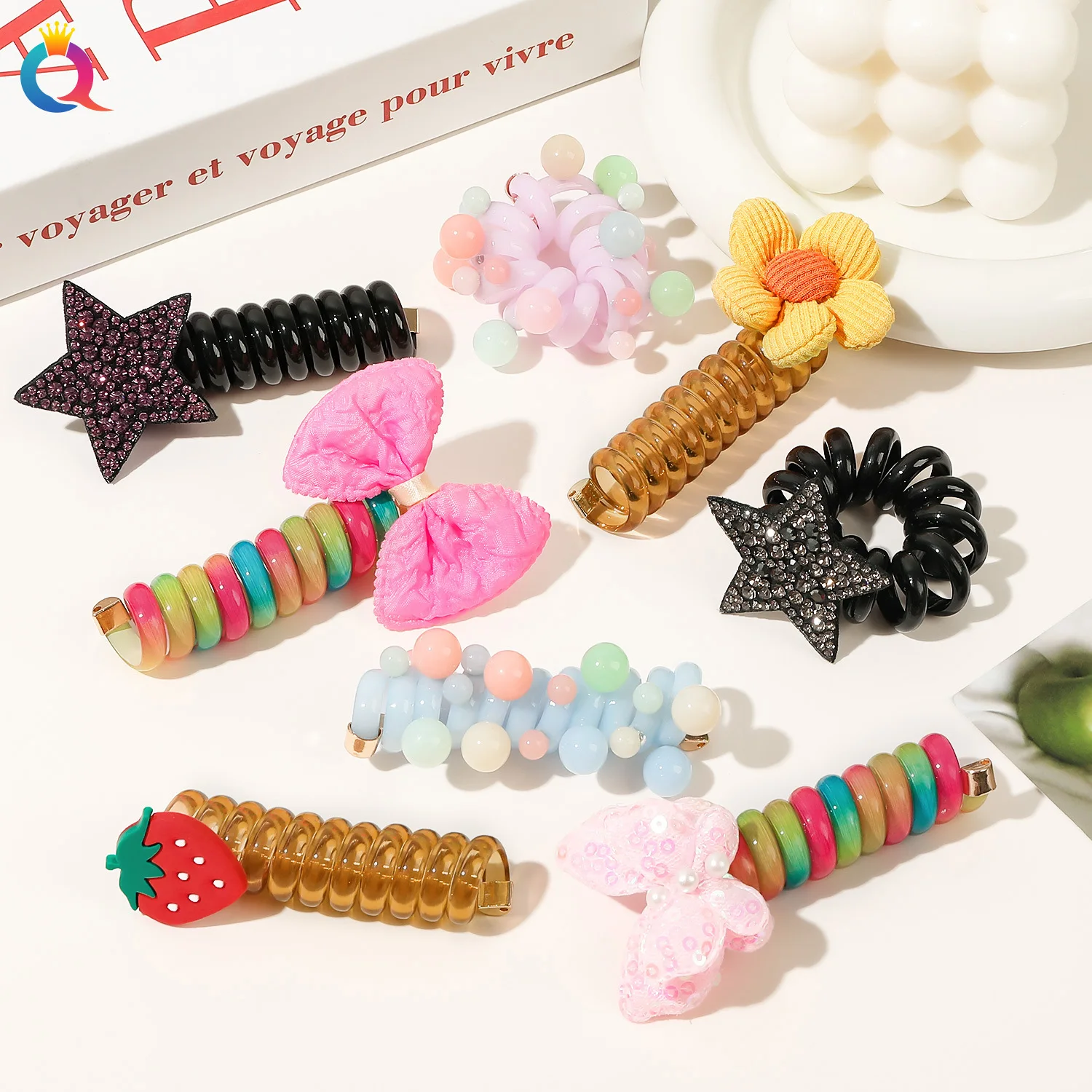 spiral long ponytail holder with bead butterfly flower hair braid maker easy use hairstyle tool
