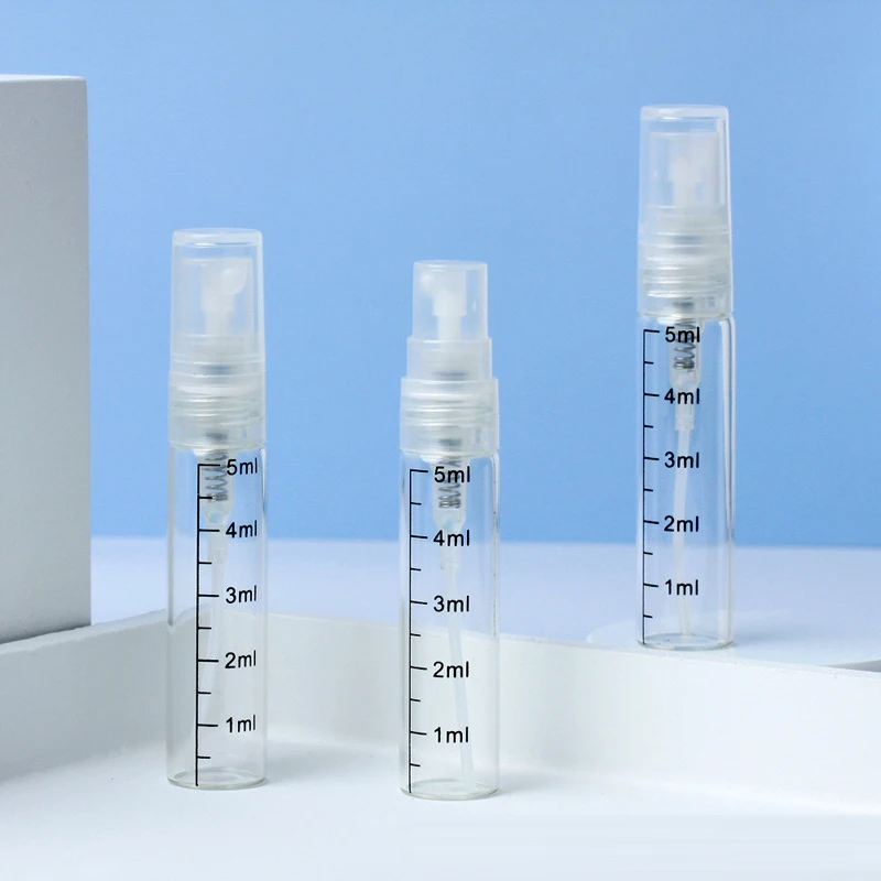 Transparent Graduate Mini 5ml Empty Bottle Spray Fragrance Cosmetics Sub Travelling Capillary Glass Tube With Package Box