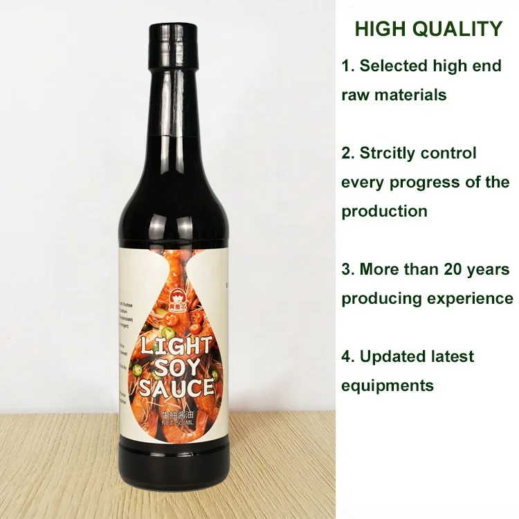 Natural Brewed Seasoning Non-GMO Halal Sauces Soya Arabic Muslim Market OEM Wholesale Condiment 500 ml Light Superior Soy Sauce