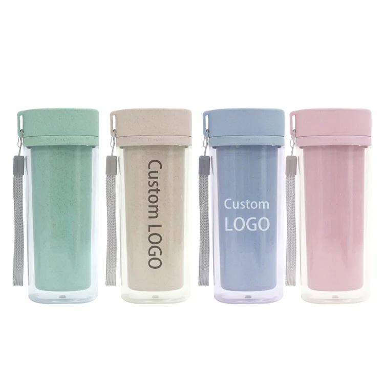 Factory wholesale wheat straw environmental protection material double-layer plastic water cup
