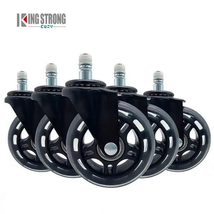 Hot Sale Widely Used Supermarket Cart  wheels 3 Inch PU Stem Type Swivel Office Chair Caster Wheels