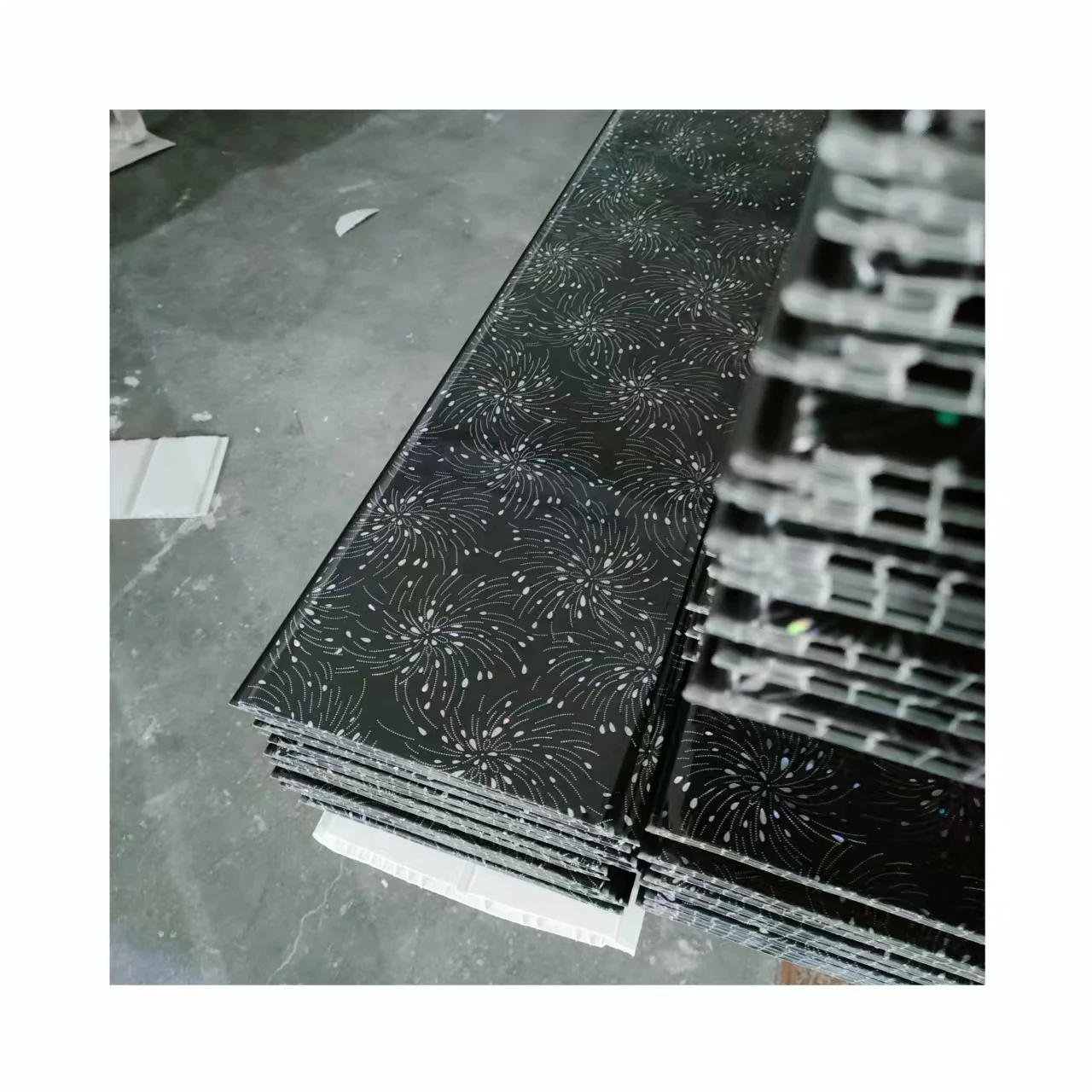 Hot stamping Romantic fireworks all over the house in the night PVC Ceiling and wall board