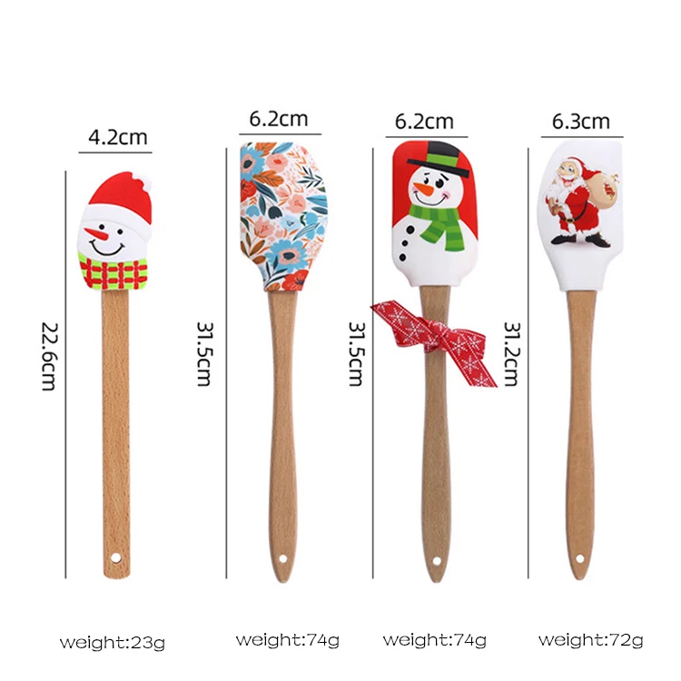 2024 New Arrivals Kitchen Gadgets Baking Tools Christmas Gift Silicone Spatula With Long Wooden Handle