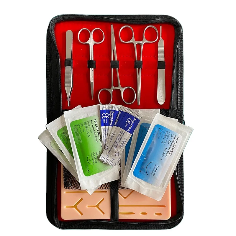 Suture Pad Training Kit Silicone Simulated Wound Skin Model Student Training Tool Set Teaching Model