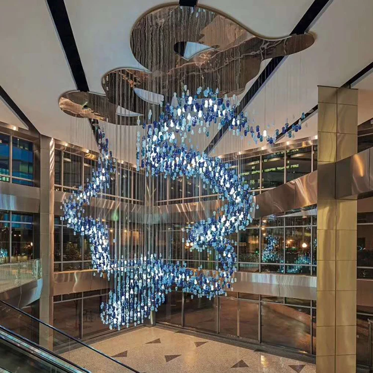 Large Interior Glass Decorative Lighting Customization Art Glass Chandelier